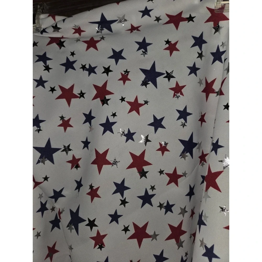 Nautica Home Tablecloth 80 x 60  Americana White Red Blue‎ Stars 4th of July EUC